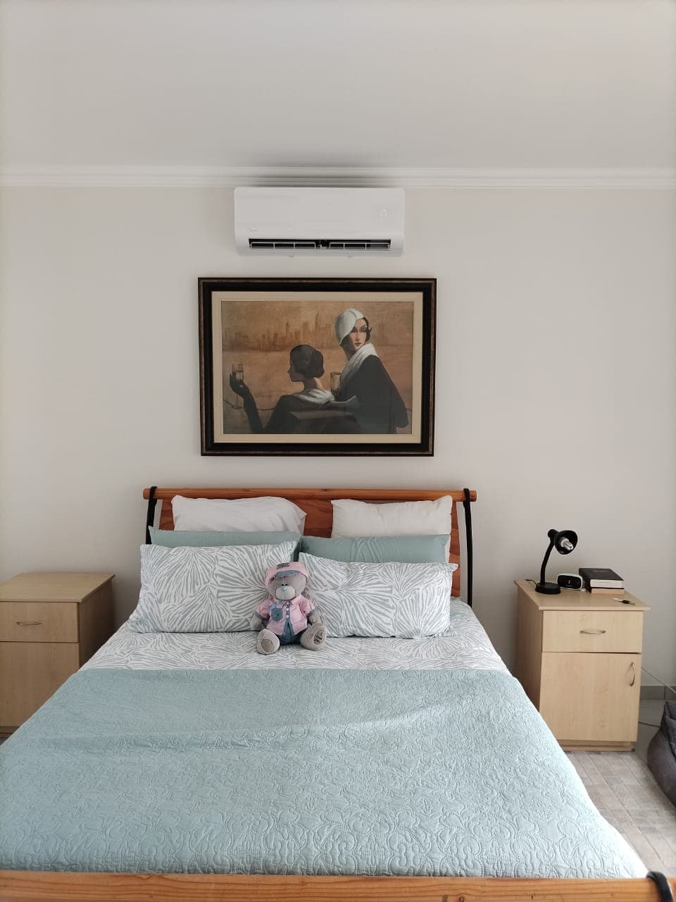Indoor split unit in a bedroom